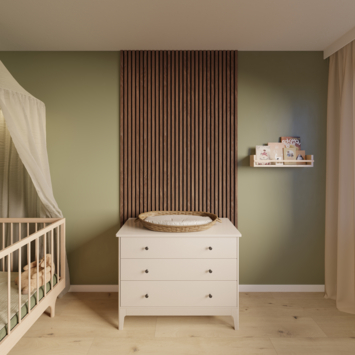Kleurstaal lattenwand Decowall Acoustic walnoot 18x30cm