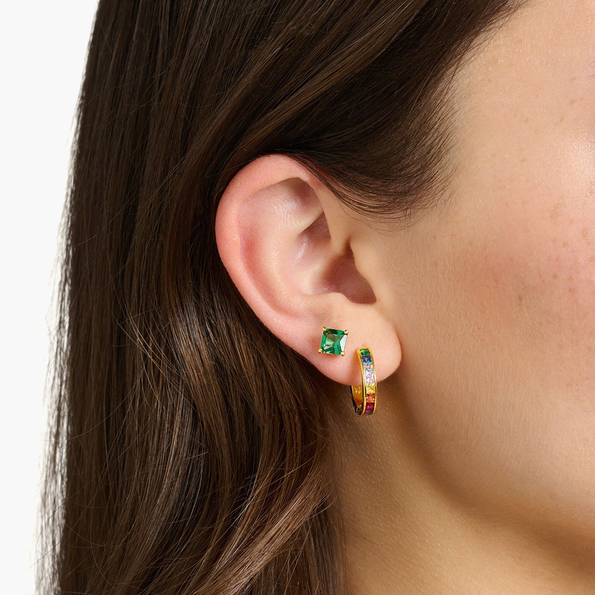 Boucles d'oreilles Thomas Sabo argent doré oxydevert