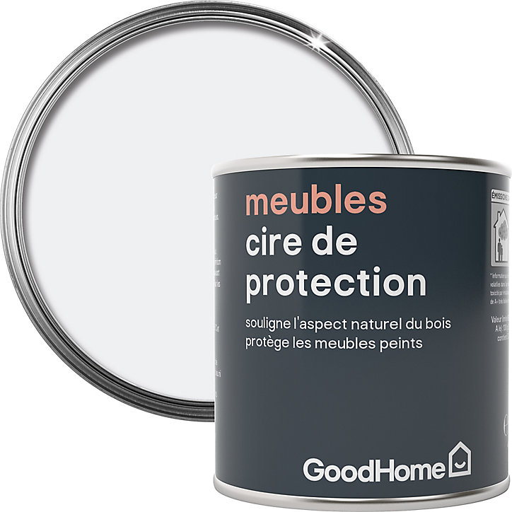 Cire de protection pour meubles GoodHome blanc mat 125ml