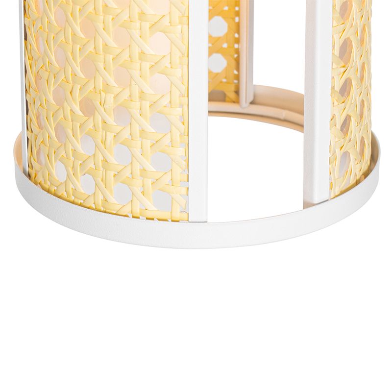 Oosterse hanglamp wit met rotan 3-lichts rond - Akira