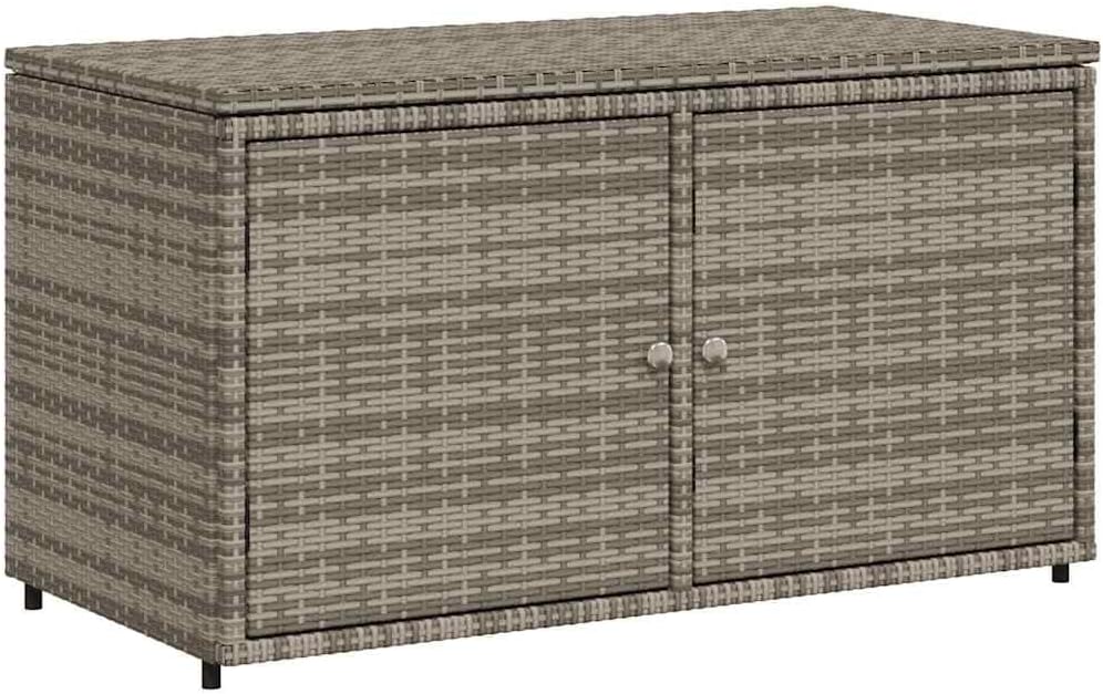 vidaXL Gartenschrank, Geräteschrank mit viel Stauraum, Beistellschrank Schrank mit Türen, Balkonschrank Terrassenschrank, Grau Poly Rattan