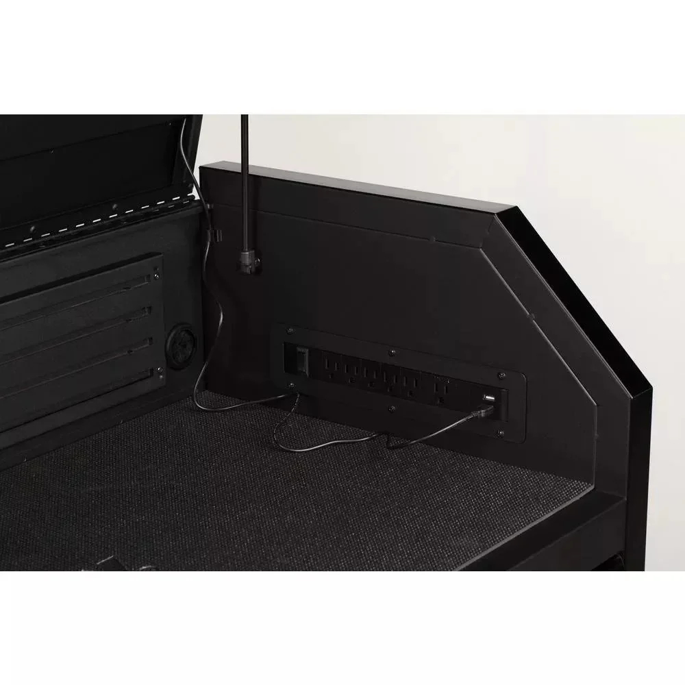 Caixa de ferramentas industrial de 4 gavetas, 104 cm de largura x 55 cm de profundidade, preta fosca.