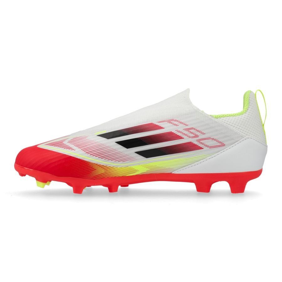 adidas F50 League Laceless FG/AG Pure Victory - Blanc/Noir/Jaune Enfant