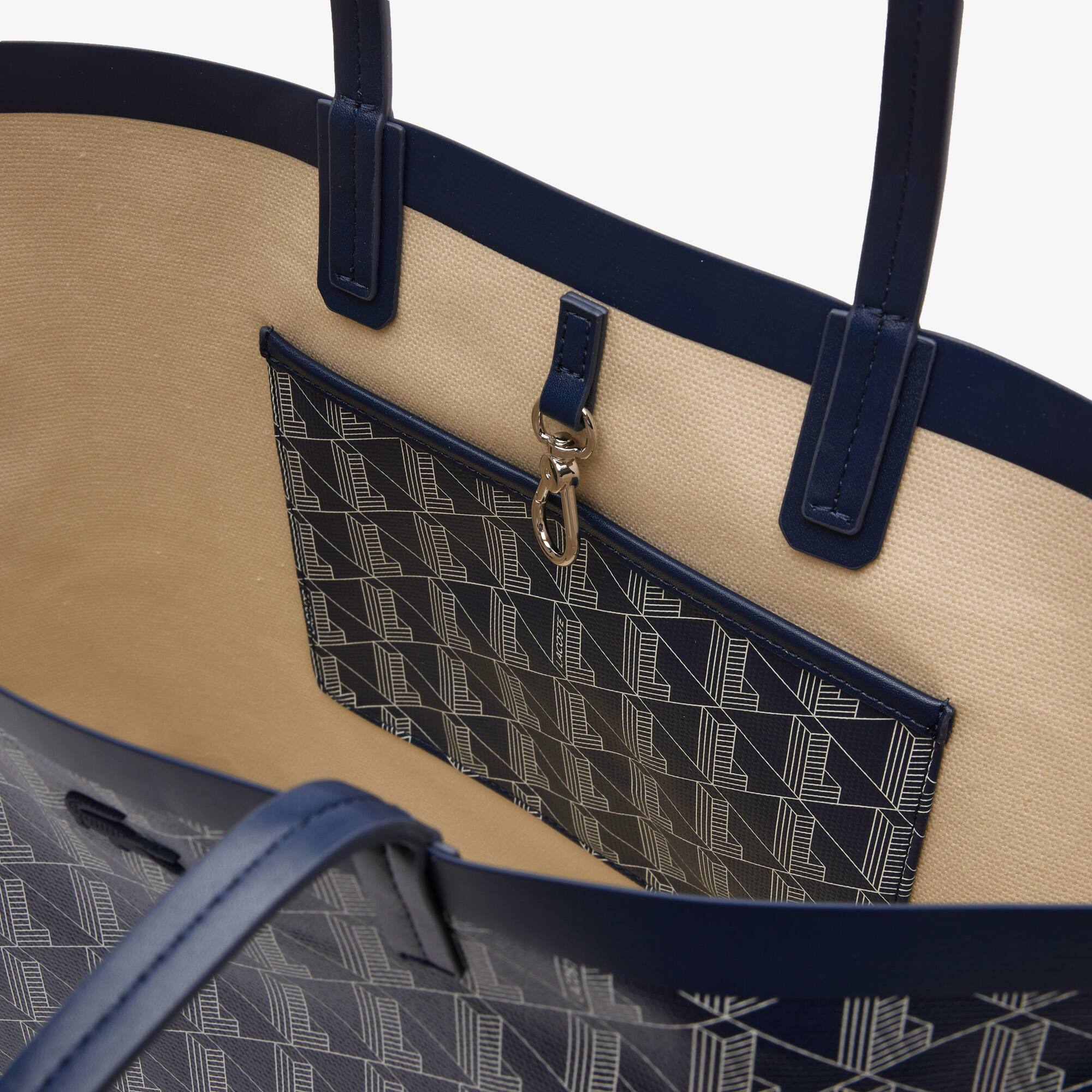 Sac cabas Zely moyen monogramme en toile enduite Sacs à main & Cabas - Bleu - Lacoste - Femme