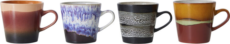 HK Living 70s ceramics americano mugs friction set of 4 Multi