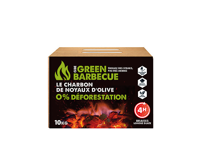 Charbon noyaux d'olives GreenBarbecue 10kg