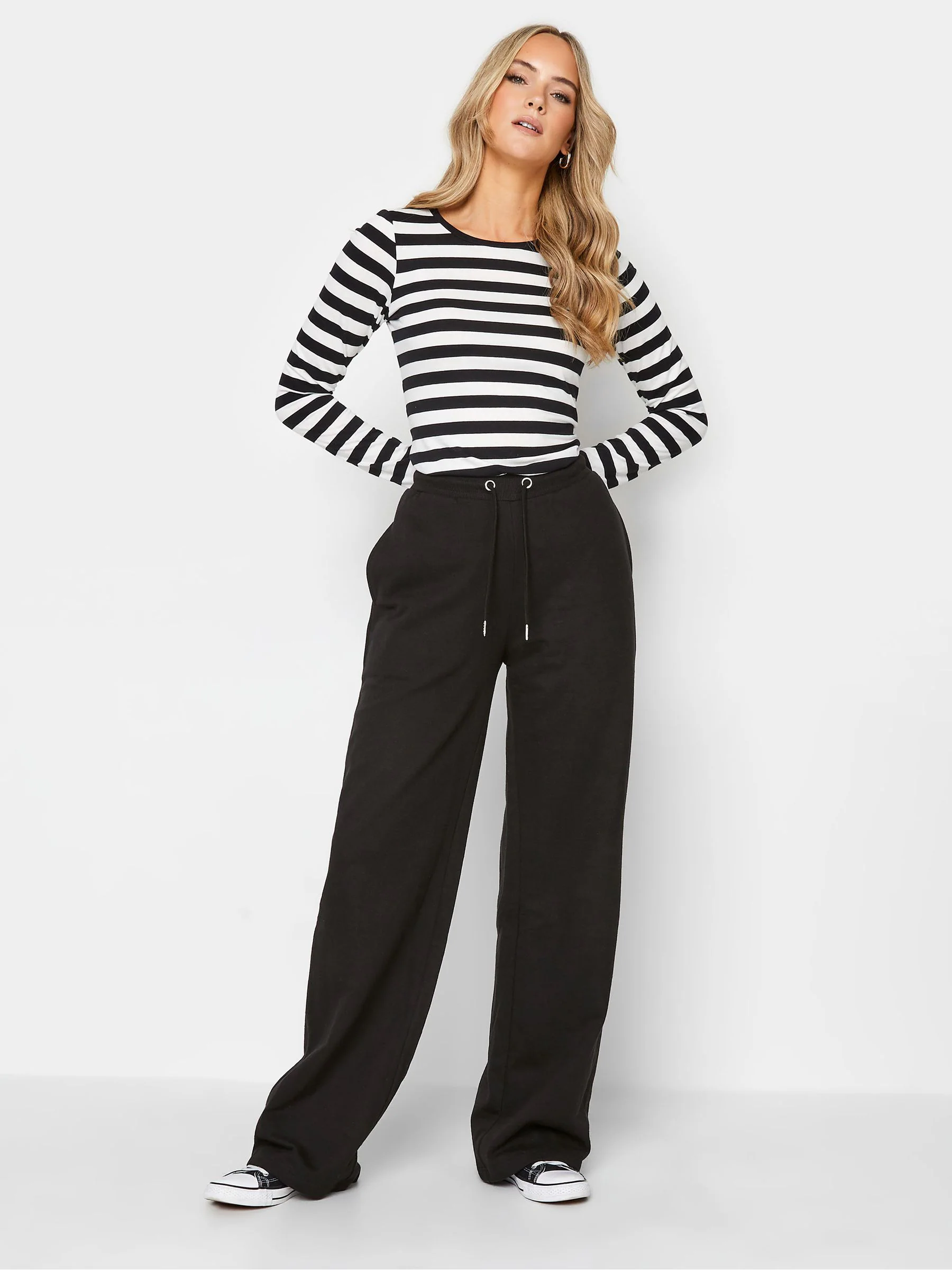 Zwart - Long Tall Sally joggingbroek met wijde pijpen