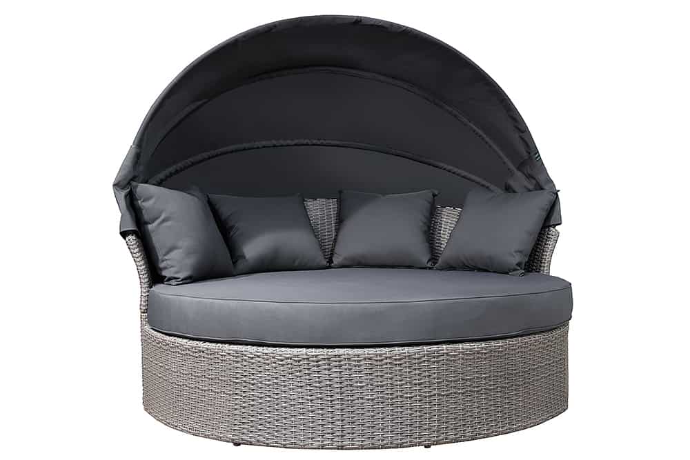 Outdoor Sonneninsel PLAYA LIVING 165cm grau Polyrattan Aluminium inkl. Kissen wetterfest