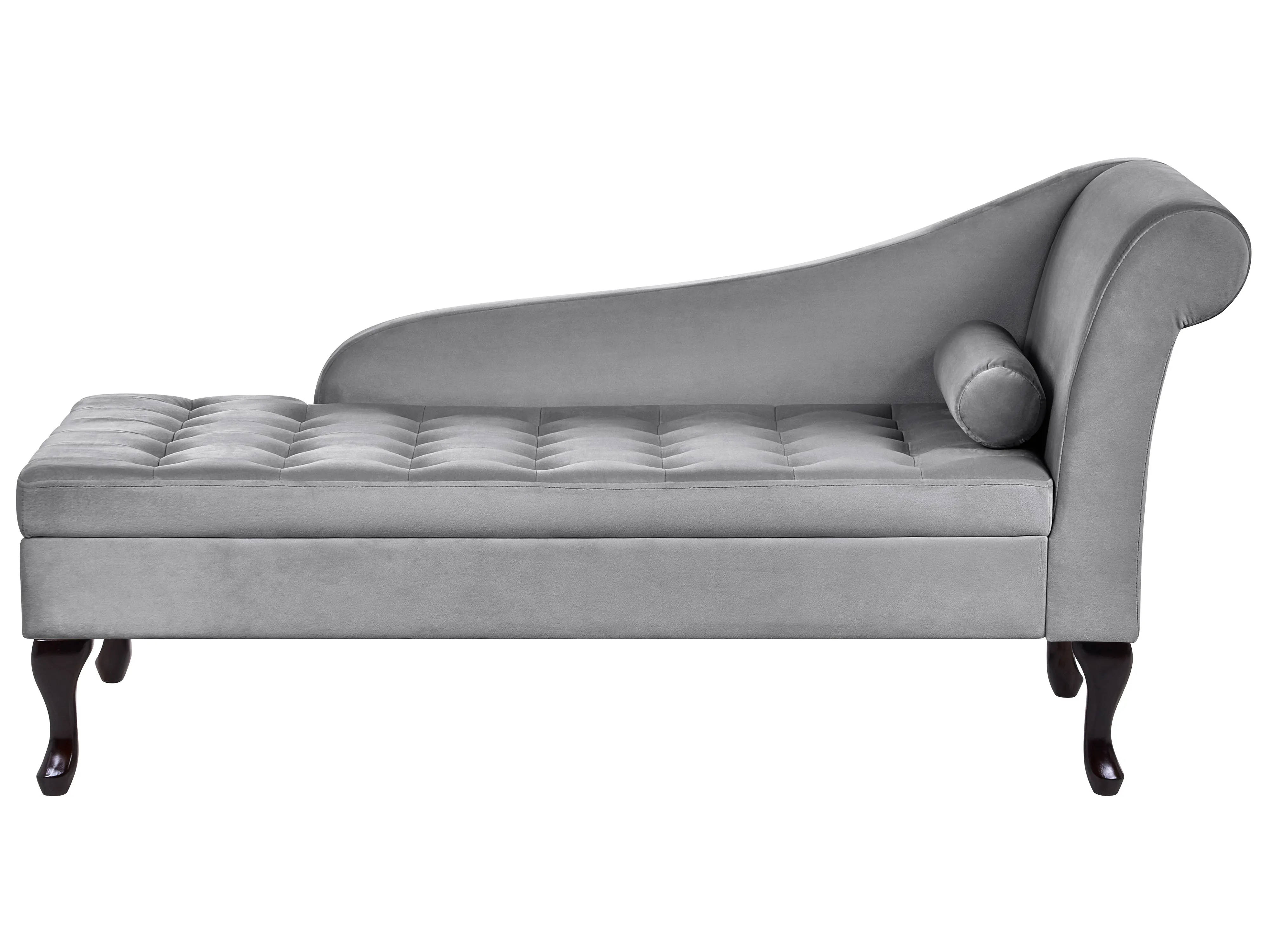 Rechtszijdige chaise longue PESSAC Fluweel Lichtgrijs met opbergruimte