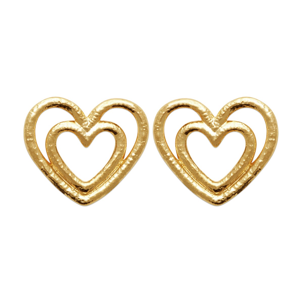 Boucles d'oreilles Brillaxis double coeur plaqué or