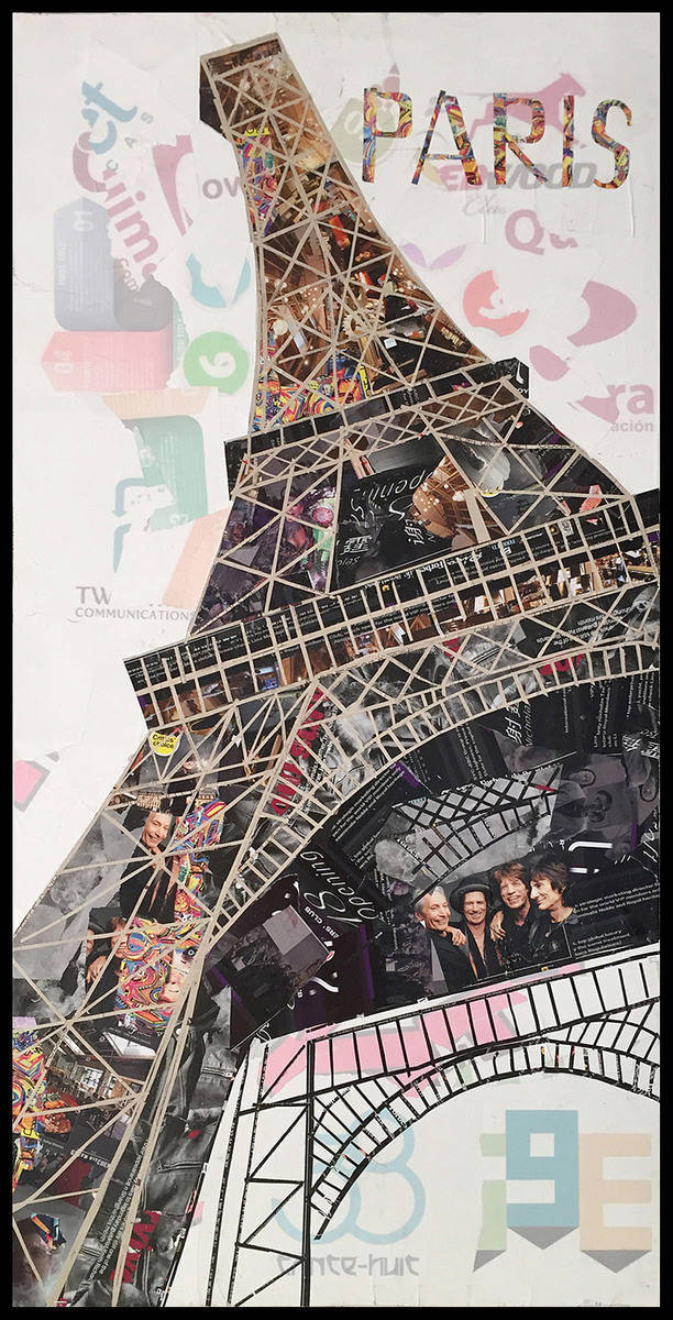 Wandbild - Eiffelturm - multicolor - Handarbeit - 52x102 cm