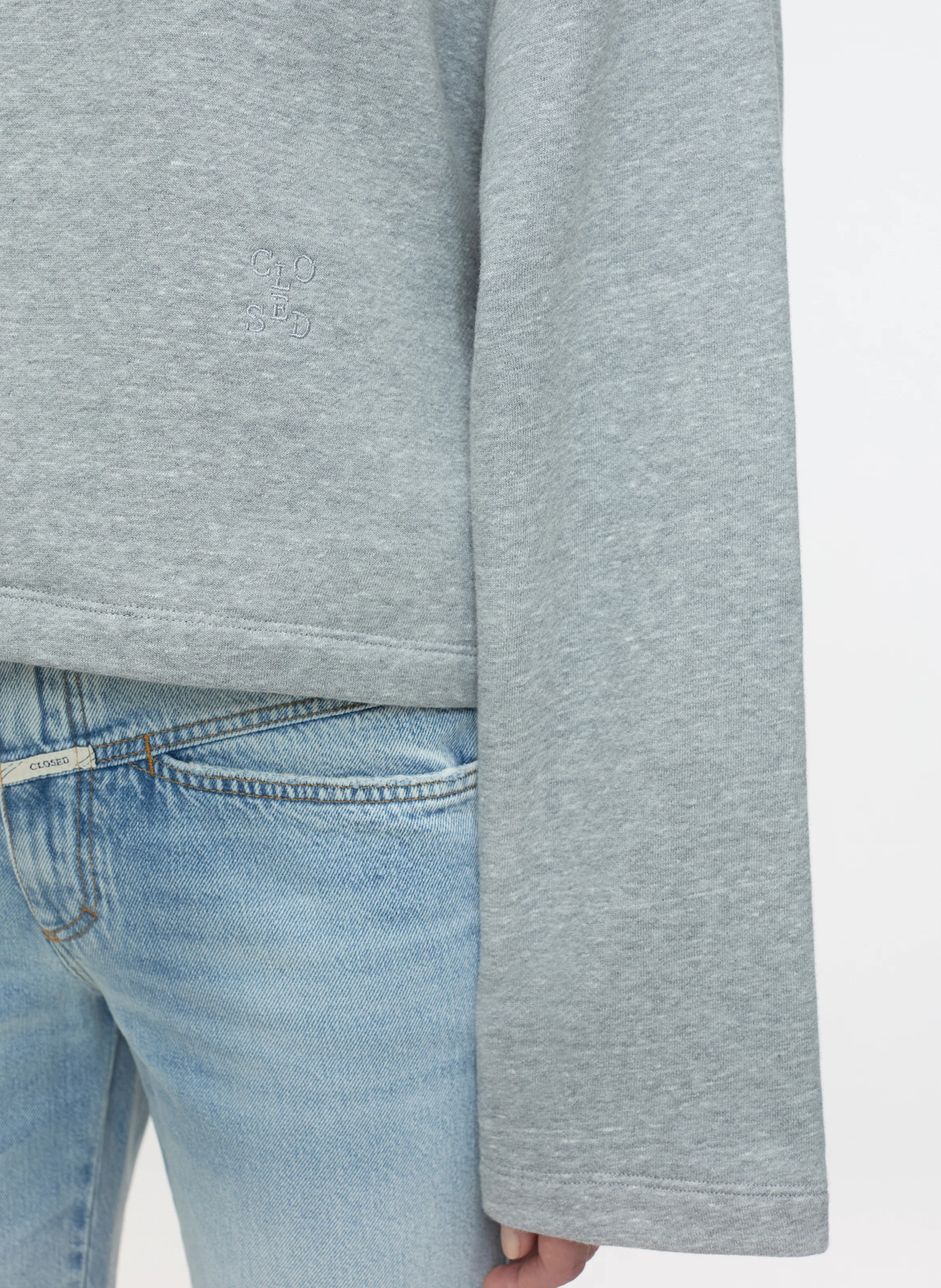 Sweat col rond en coton mélangé | Gris