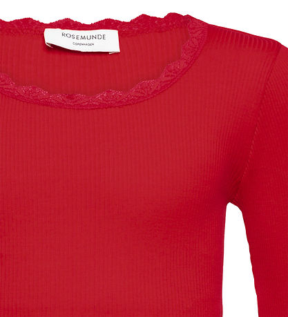 Rosemunde Bluse - Beatha - Rib - Purpur m. Spitze