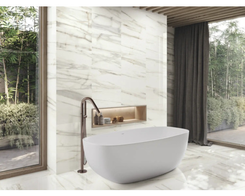MIRAVA porseleinen wand- en vloertegel LUCCA Bianco goud gepolijst 30 x 60 x 0,9 cm gerectificeerd