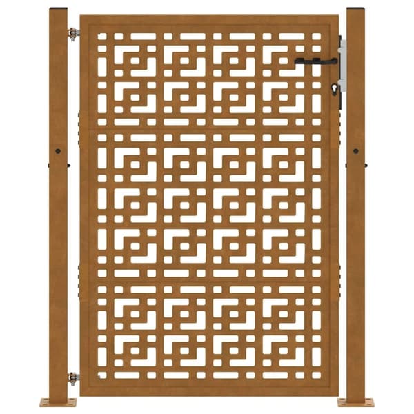 vidaXL Hageport 105x130 cm oksidert stål kryssdesign