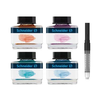 Schneider- Coffret de 4 encres liquides - 15 ml - couleurs pastels assorties