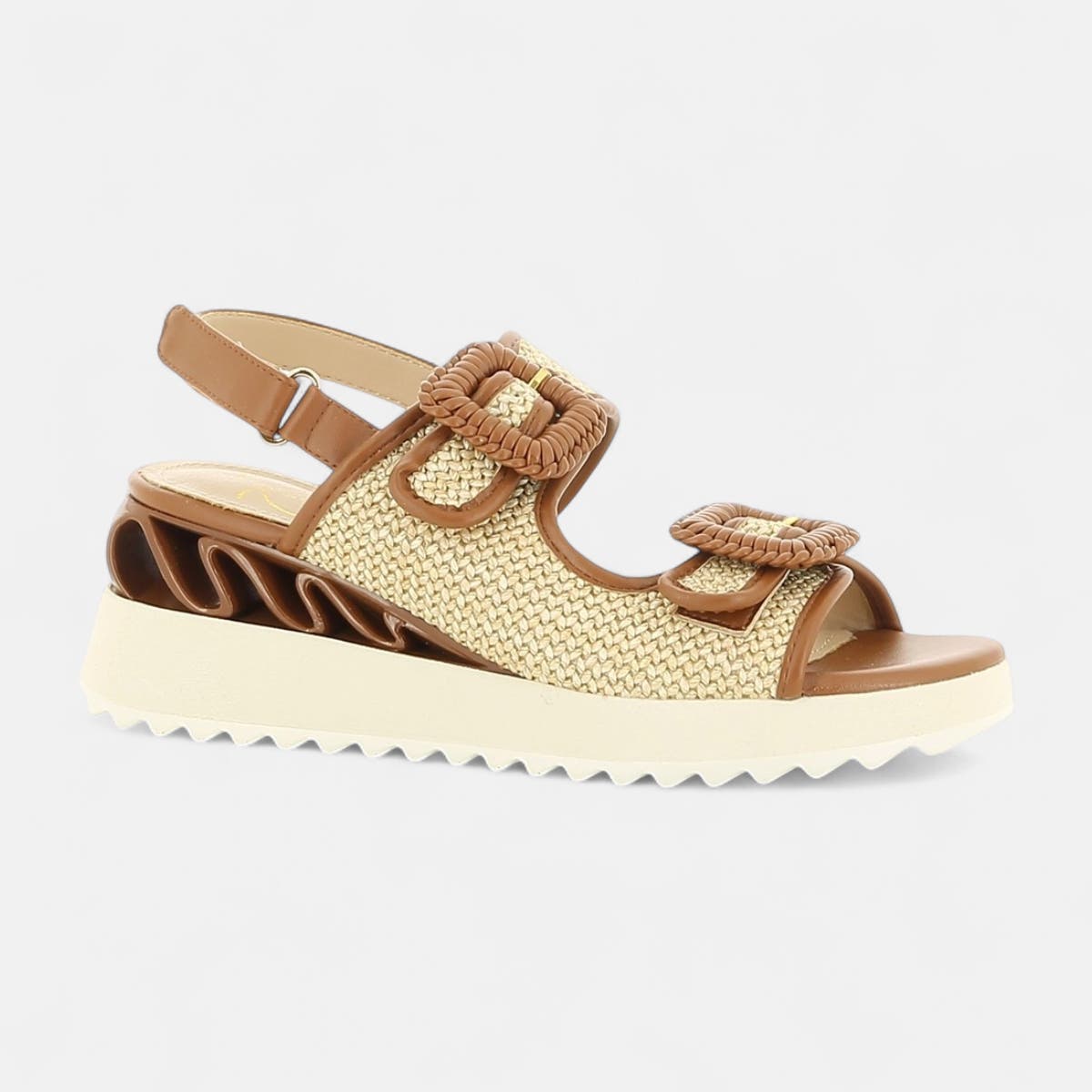 Sandales à talon compensé Femme beige