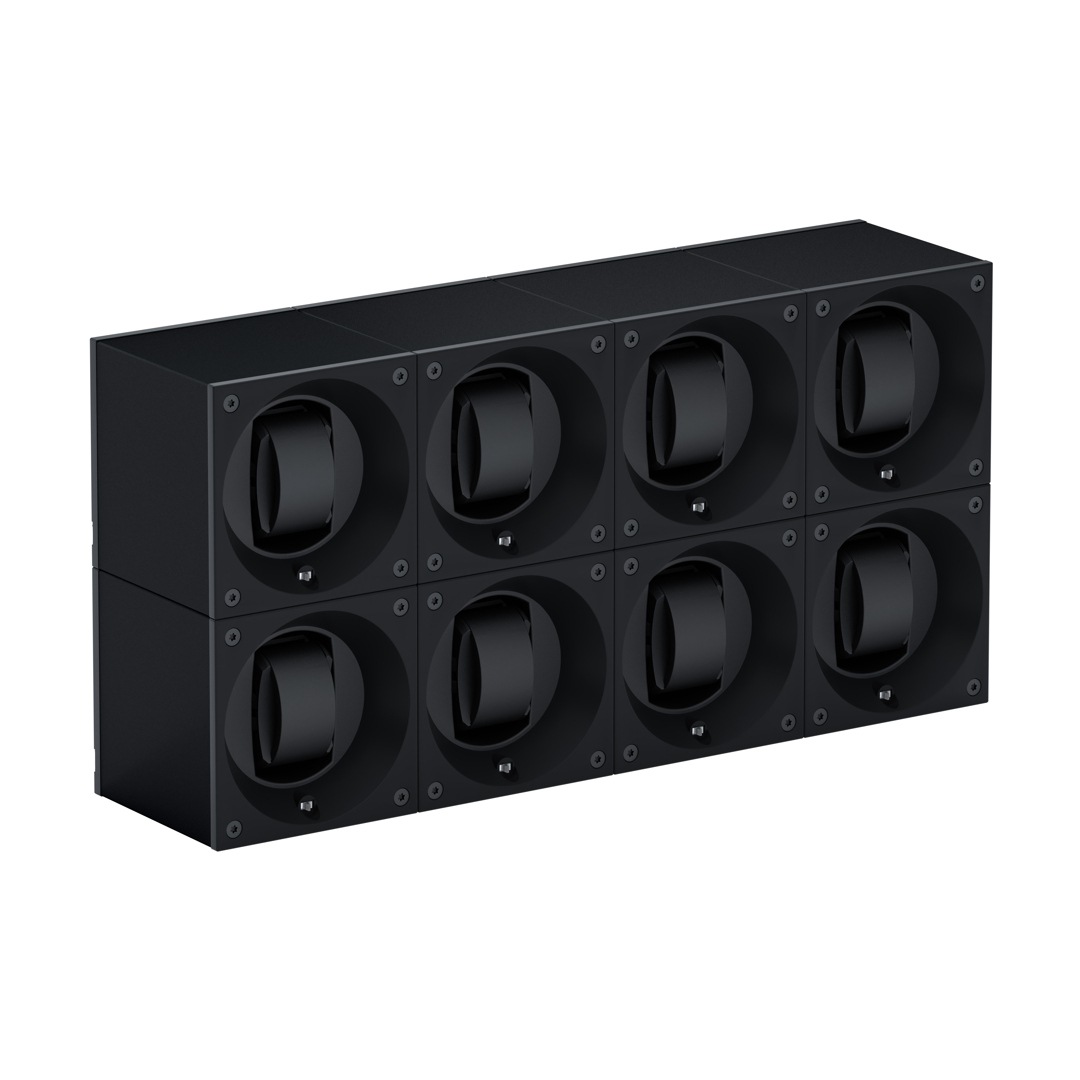 SwissKubik Masterbox Aluminium Schwarz - 8 Uhren