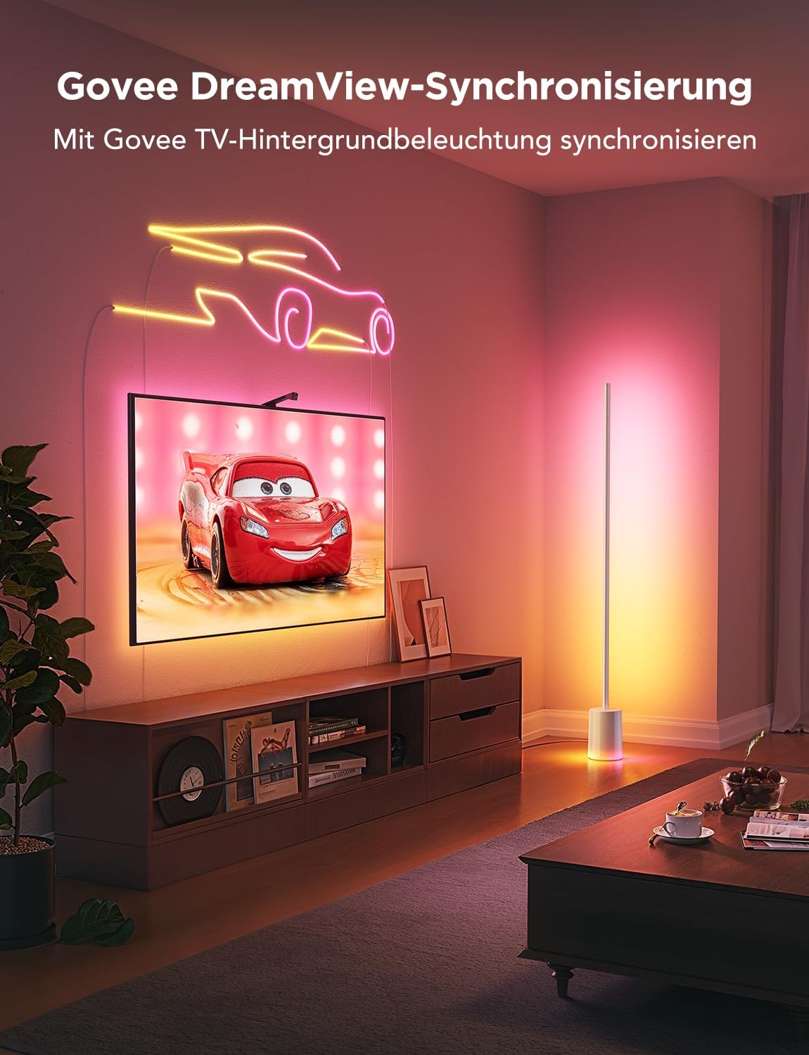 Govee RGBIC Stehlampe, LED-Stehlampe mit über 64 Szenen, DIY-Modus, Musiksynchronisation, 1700 Lumen, Moderne Lampe für Schlafzimmer, Arbeit mit Alexa und Google Assistant, App-Steuerung, Grau, H607C