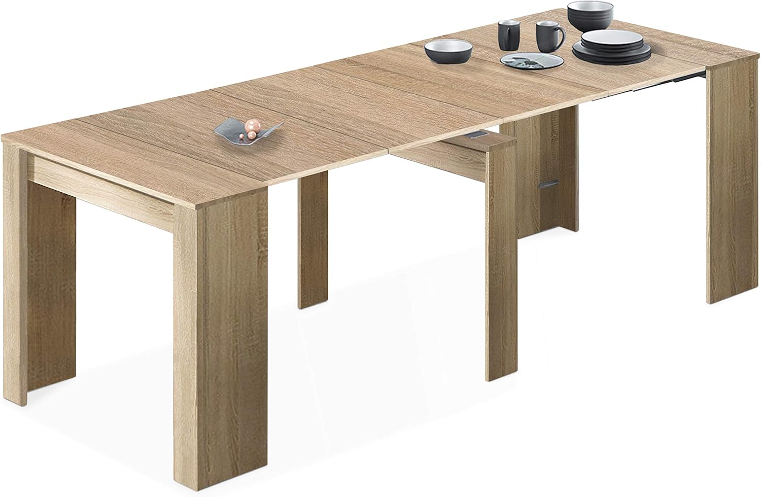 Habitdesign, ausziehbarer Konsolentisch, Esstisch für Wohnzimmer, Flur oder Küche, platzsparend & multifunktional, in kanadischer Eiche, Maße: 50–235 x 78 x 90 cm (L x H x B), Modell Extensible