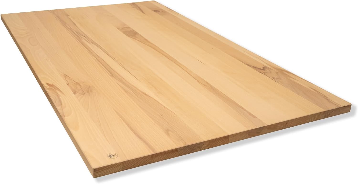 Tischplatte Schreibtischplatte Kernbuche Massivholz gerade Kanten (160 x 60 cm)