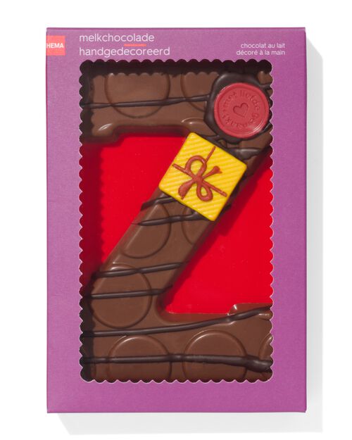 lettre Z en chocolat au lait décorée à la main 200g