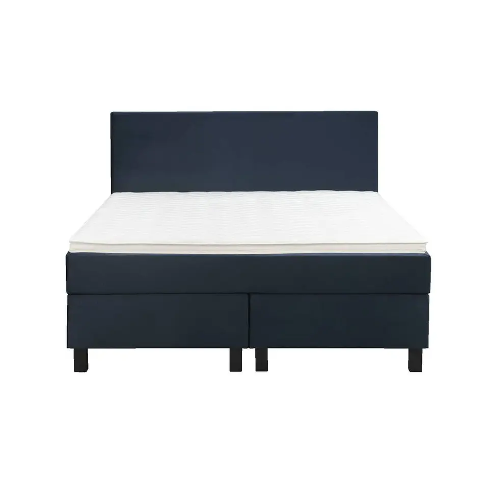 Boxspring Liv egaal - blauw - 140x200 cm - vierkante poot