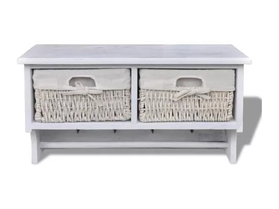 Porte-manteau Blanc 60x23,5x33 cm Bois de Paulownia
