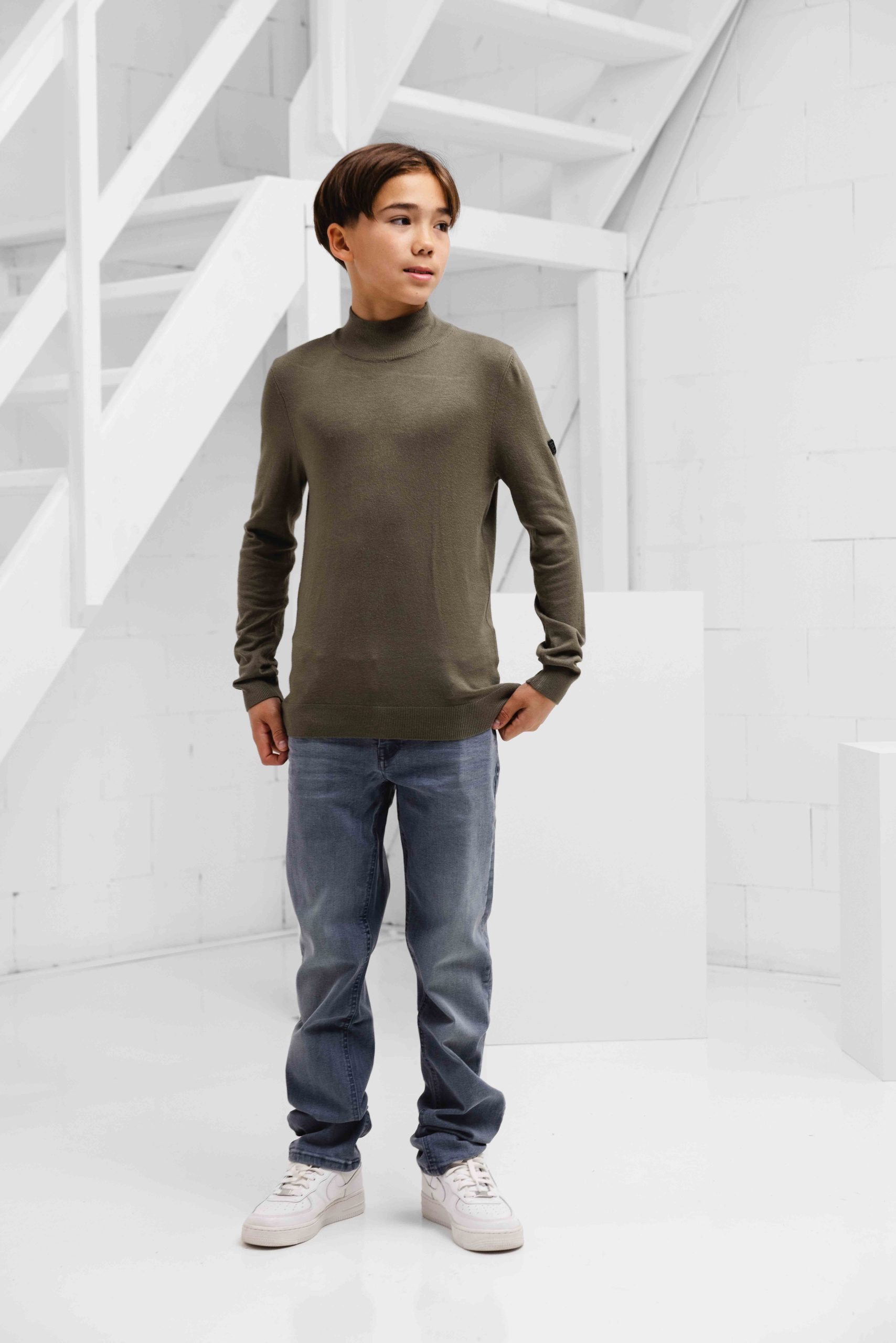 Ballin Amsterdam Turtleneck Sweater Kids Donkergroen