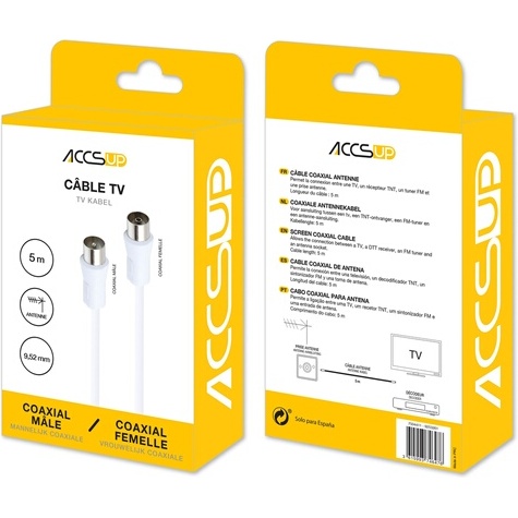 Accessoire TV vidéo Accsup CABLE ANTENNE COAXIAL 5M BLANC