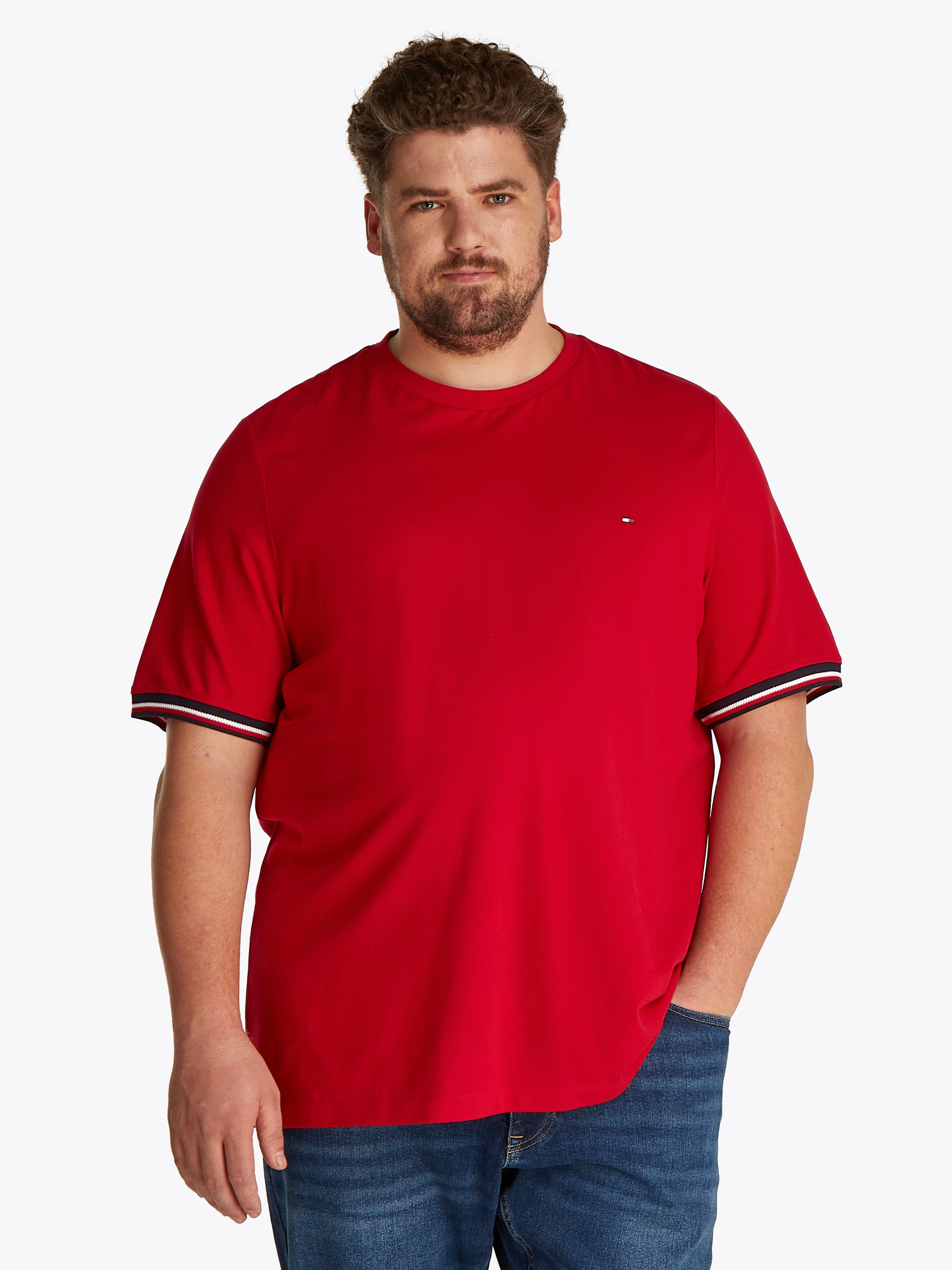 Tommy Hilfiger Big & Tall T-Shirt »BT-GLOBAL STRIPE CUFF TEE-B«, Grosse Grössen