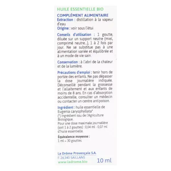 Óleo Essencial de Cravo Orgânico Ladrome 10ml