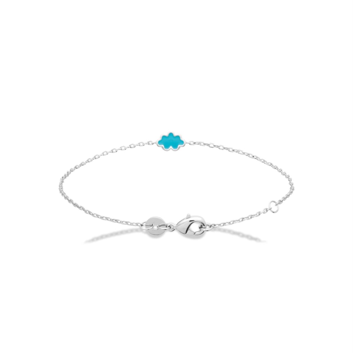 Bracelet nuage émail coloré bleu Argent 925 Rhodié