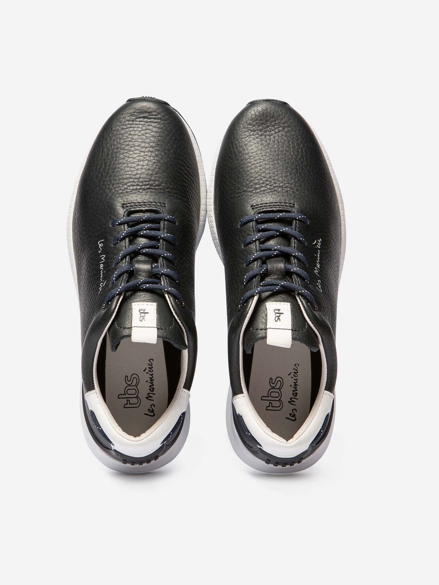 Tennis Femme Confort Cuir Bleu