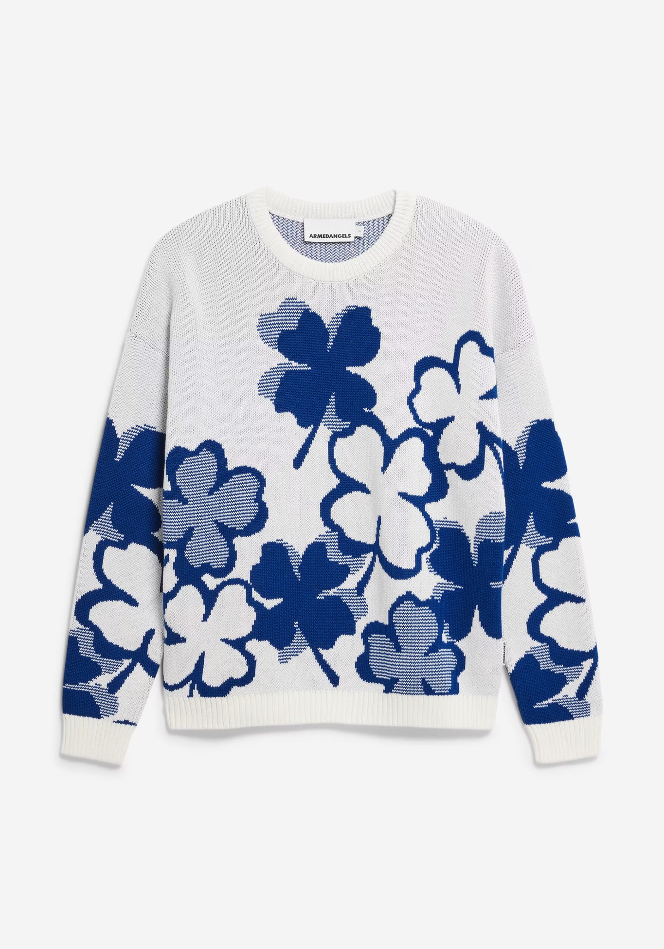 Armedangels Strickpullover Olessyaa Clover Lapis Blue-Light Oatmilk