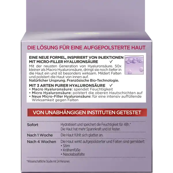 Anti-Age Tagescreme Filler Intensiv Aufpolsternd + Hyaluronsäure