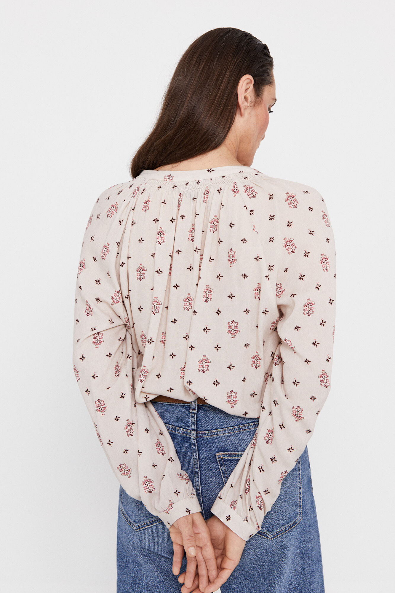 Camisa fluida - Estampa bege