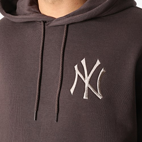 Sweat Capuche Large Embroidered Logo New York Yankees Marron