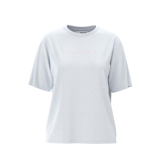 Selected Femme Vilja Printed T-shirt, Bright White/Cradle Pink, S
