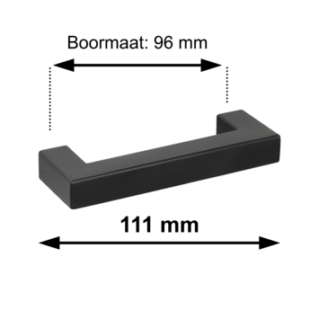 Greep Eddy zwart rvs 96 mm