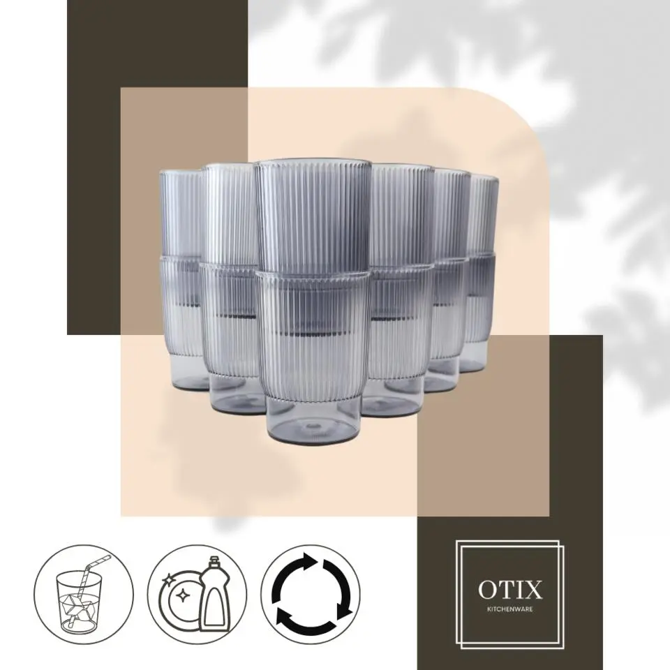 OTIX Kunststof Drinkglazen Herbruikbaar Set van 12 Waterglas Klein 350ml Tran...