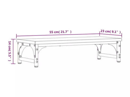 Support de moniteur sonoma gris 55x23x14 cm bois d'ingénierie
