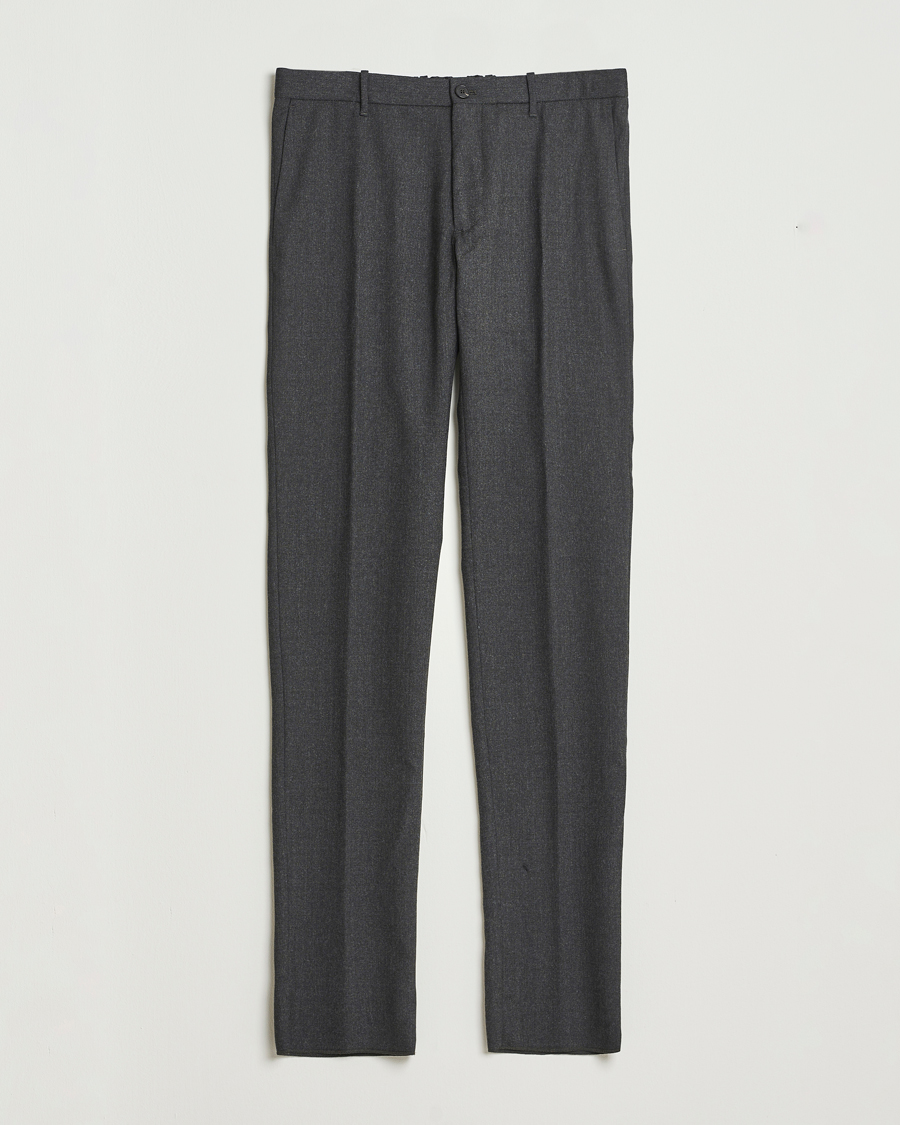 Incotex Slim Fit Washable Flannel Trousers Charcoal