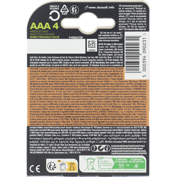 Duracell Rechargeable Batterijen AAA 750mAh