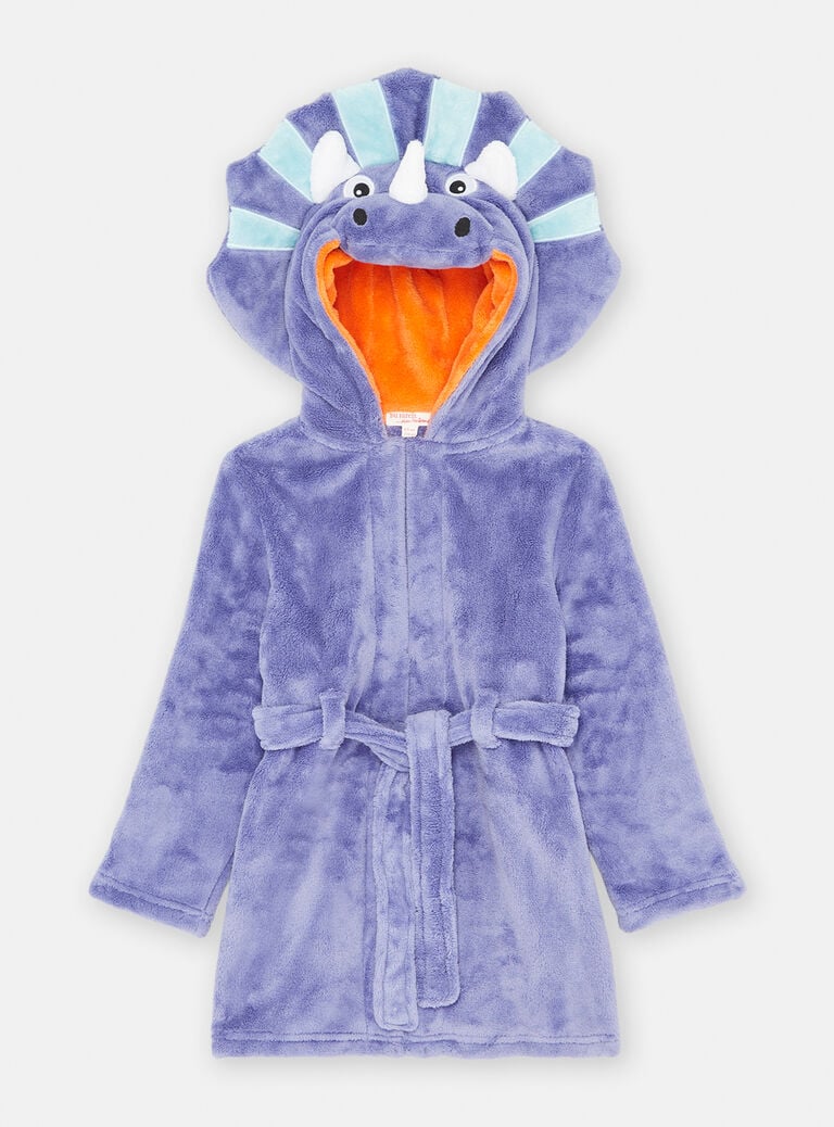 Robe de chambre mauve dinosaure garçon