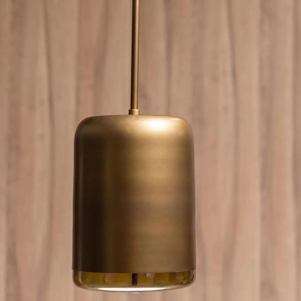 WOOOD Safa Hanglamp Verticaal - Metaal/Glas - Brass - 60x20x20
