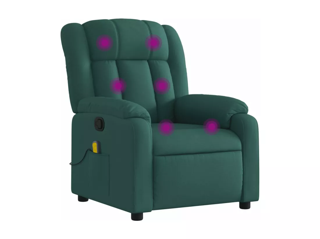 Fauteuil massant inclinable Vert foncé Tissu