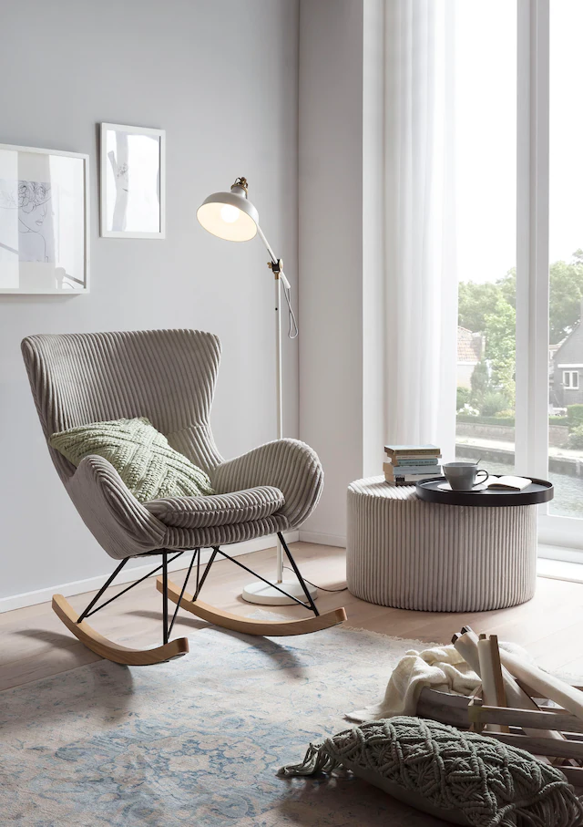 SalesFever Schaukelstuhl »Entspannung pur« () Bezug in moderner Cord-Optik