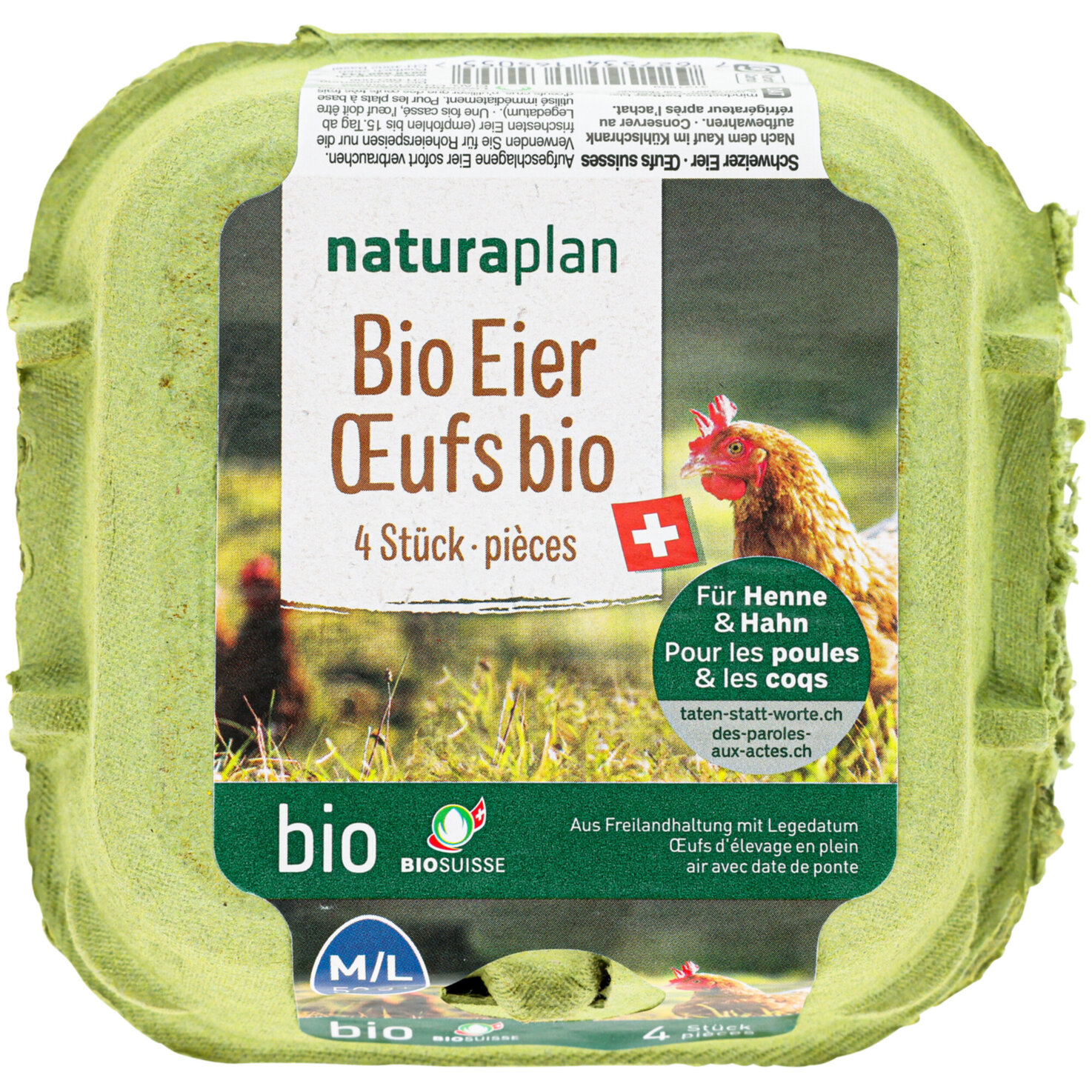 Naturaplan Bio Eier aus Freilandhaltung 53g+ 4 Stück