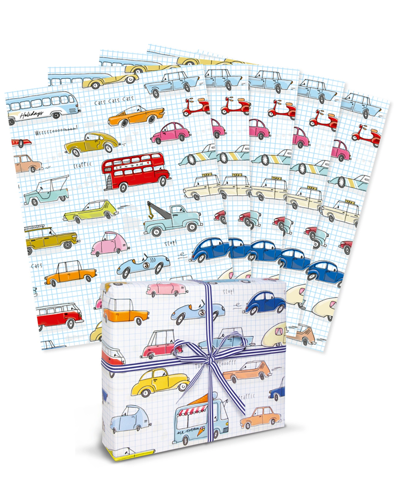Geschenkpapier AUTO (67x49cm) 5er-Set